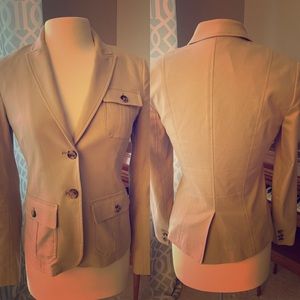 THEORY Sz 6 Tan Stretch Cotton Blazer Jacket